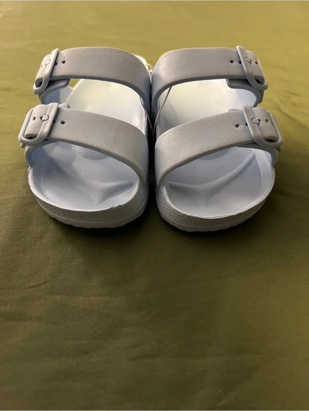 Kids Double-Buckle Slide Sandals in Light Blue Size 11/12